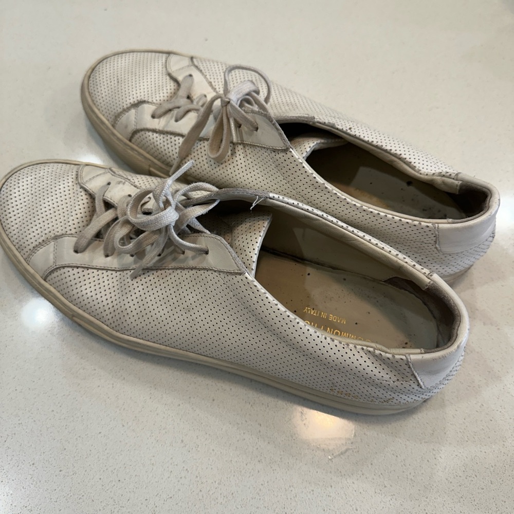 Common Projects Cream Perforated Achilles Sneakers - Picture 5 of 7